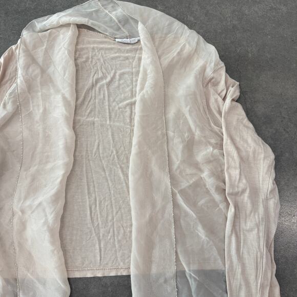 Vintage Y2K Italian Sheer Silk Cardigan Cream Beige Neutral Chic Longsleeve S - Picture 2 of 4